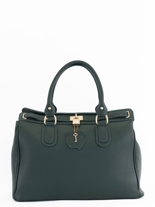 Olivegrüne Damen-Schultertasche aus Leder