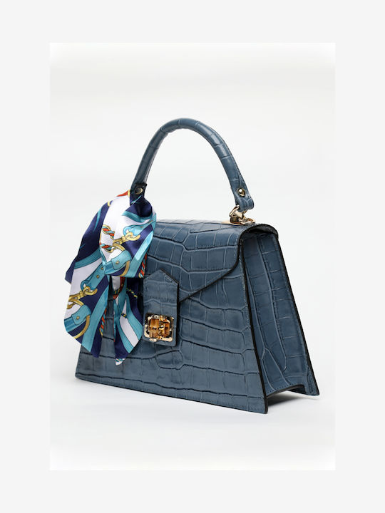 Blaue Damen-Ledertasche zum Umhängen
