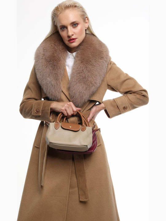 Burgunderrote Damen-Schultertasche aus Leder