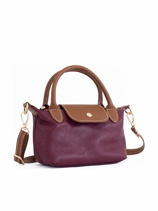 Burgunderrote Damen-Schultertasche aus Leder