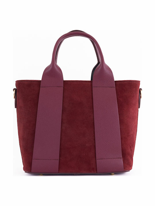 Bordeauxfarbene Damen-Schultertasche aus Leder