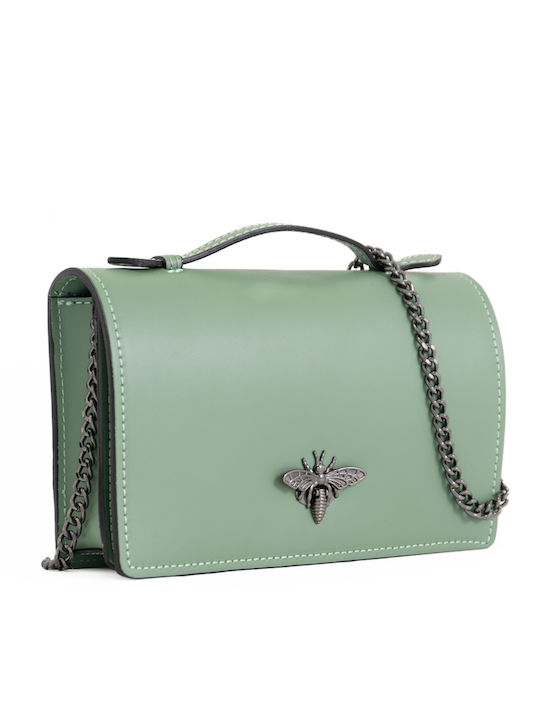Grüne Damen-Ledertasche mit Klappe