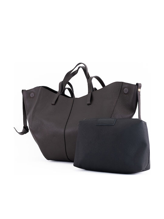 Set aus Burgunderroter Damen-Ledertasche für Hand und Schulter