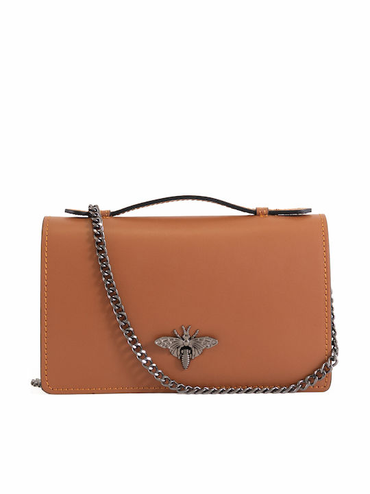 Gelbe Damen-Flap-Tasche aus Leder