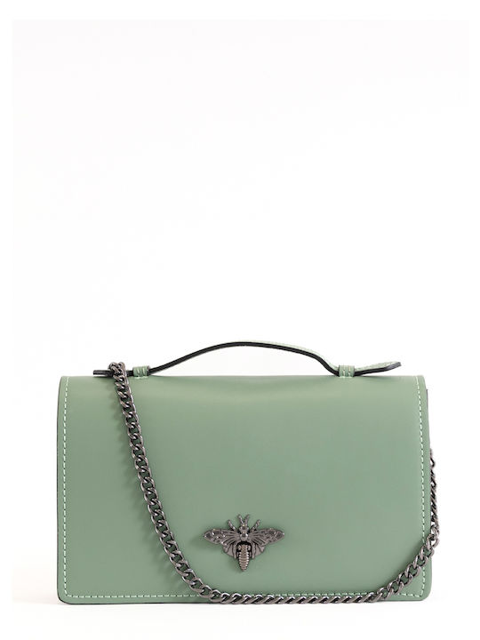 Gelbe Damen-Flap-Tasche aus Leder