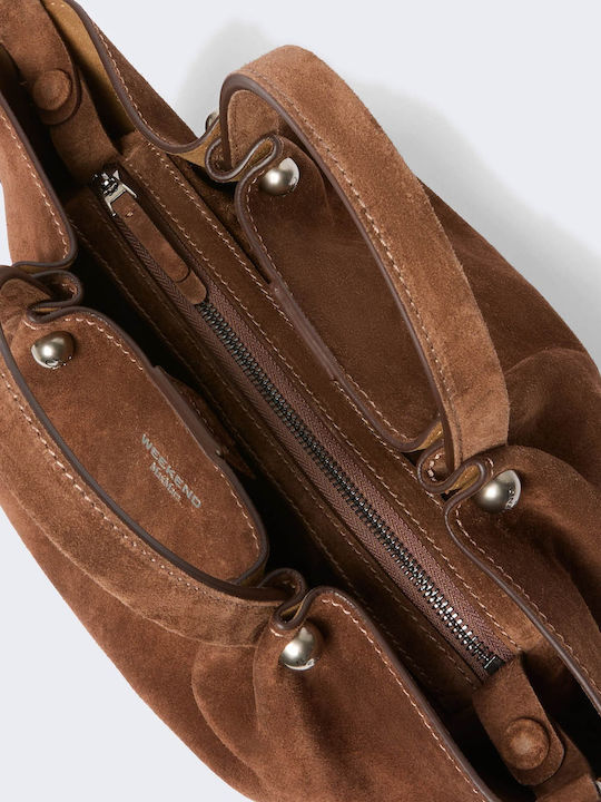 Damen-Tote-Tasche aus Wildleder im Set Chocolate