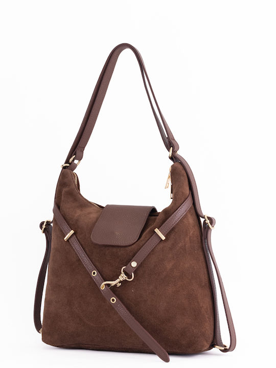 Burgunderrote Damen Schulter- / Rucksacktasche aus Leder