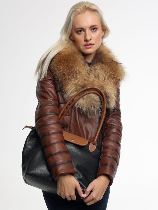 Bordeauxrote Damen-Schultertasche aus Leder