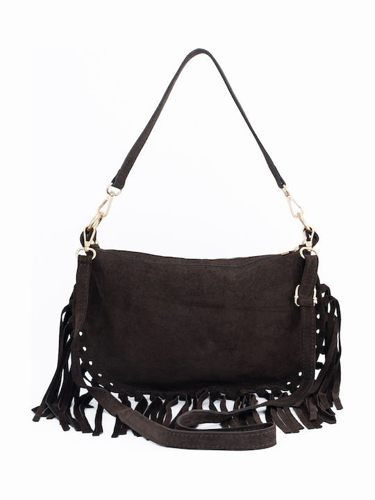 Women's Leather Shoulder Bag Navy Blue