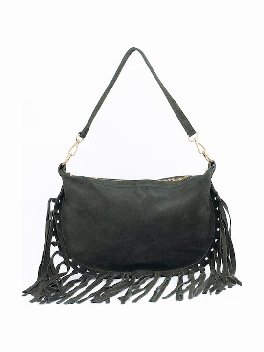 Women's Leather Shoulder Bag Navy Blue