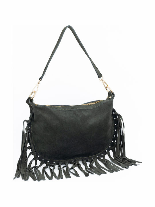 Women's Leather Shoulder Bag Navy Blue