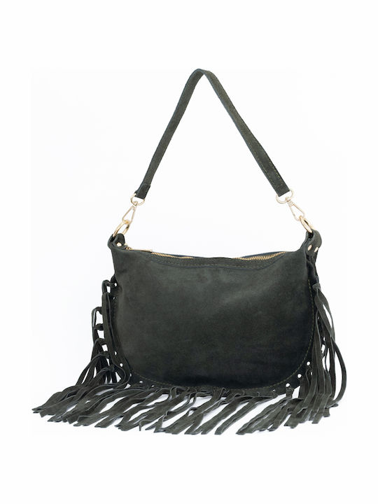 Women's Leather Shoulder Bag Navy Blue