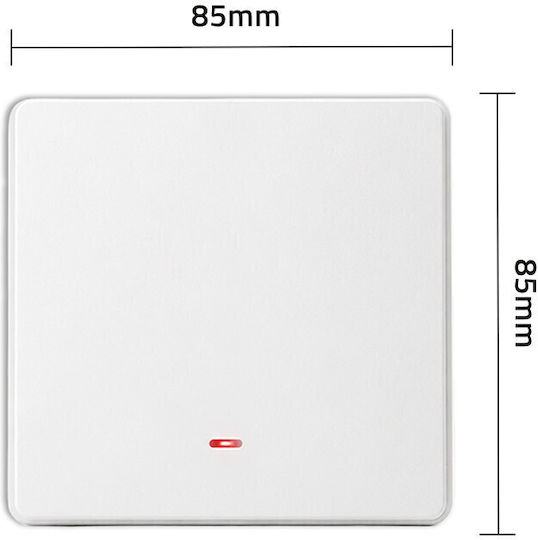 Qoltec Wall-Mounted Wi-Fi One-Way Wall Switch with White Frame