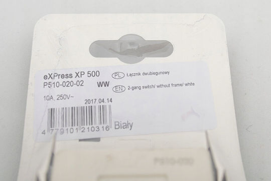 Harry Potter Recessed Double Wall Switch Without Frame White