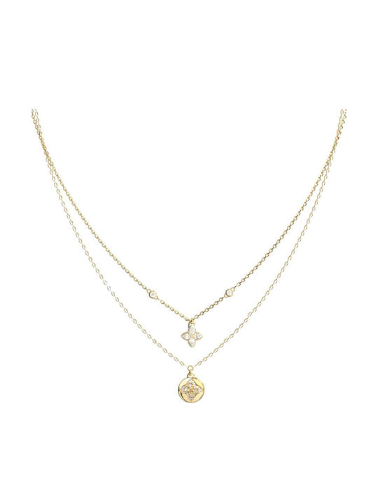 Guess Double Necklace Made of Gold Plated Steel
