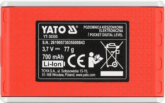 Yato YT-30355 Elektronische Magnetische Wasserwaage aus Aluminium 7,6 cm