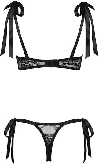 Schwarzes Spitzen-Dessous-Set, 2-teilig, Spalexline Sx1042