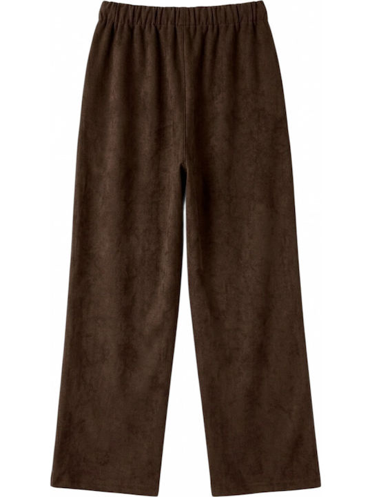 Women's Fabric Trousers with Elastic Waist Black