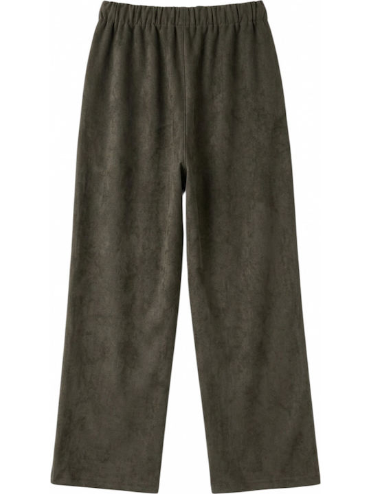 Women's Fabric Trousers with Elastic Waist Black