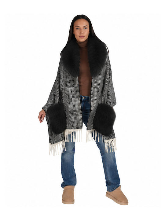 Women's Grey Faux Fur Neck Warmer Scarf