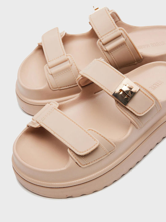 Flache Sandalen für Damen Beige