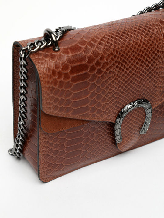 Women's Leather Shoulder Bag Suede Tabac Brown
