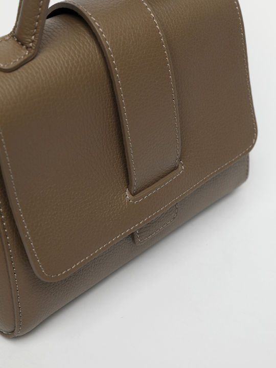 Khaki Leather Women's Shoulder Bag