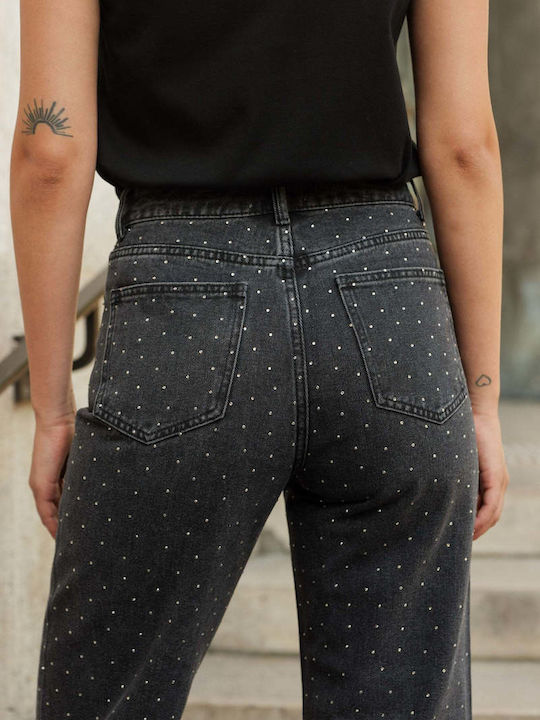 Damen Jeans in Grau mit geradem Bein