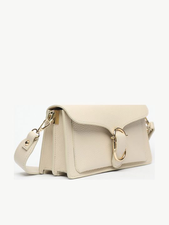 Beige Leather Women's Shoulder Bag