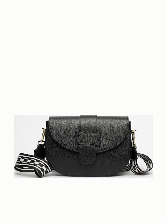 Leather Women's Shoulder Bag Navy Blue
