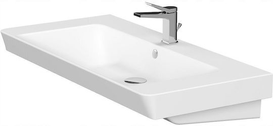 Cersanit Aufsatzwaschbecken aus Keramik mit Armatur 100 x 40 cm Weiß Cersanit Aufsatzwaschbecken aus Keramik mit Armatur 100 x 40 cm Weiß