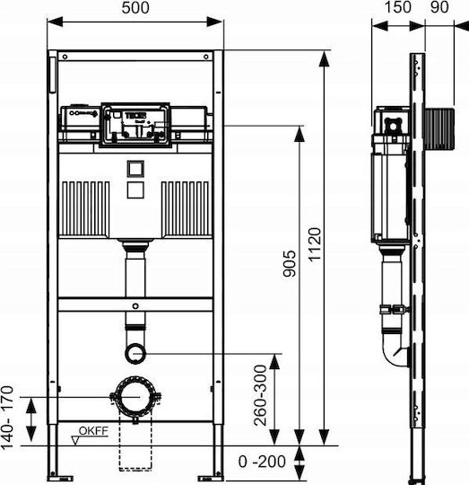 Tece Built-in Metal Corner Cistern for Low Pressure