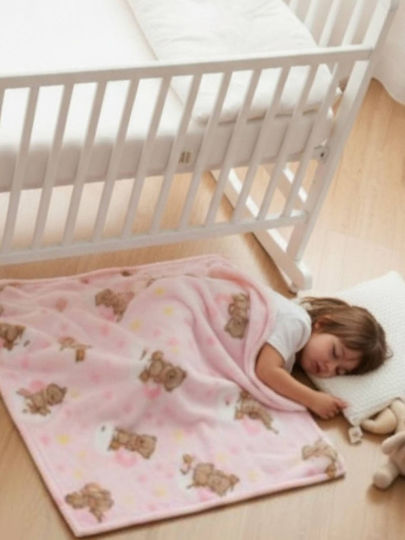 Babydom Одеяло За Бебешко Креватче Розово С Животинче 105x120 см