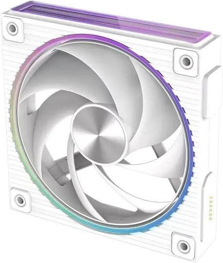 ZM-DF120 Вентилатор за компютърна кутия (2300 об./мин.) с ARGB осветление и 4-пинов PWM конектор, 3 бр., Бял