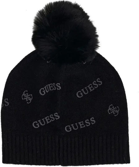 Unisex Pom Pom Knitted Beanie in Black