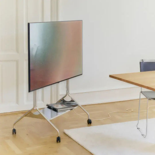 Tv Stand Wheels Pedestal Moon Rollin' Tall 55″–70″ Chrome