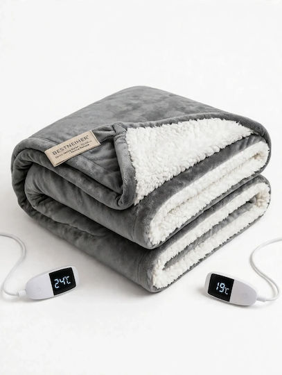 Kraft World ELEB-160 Grey Double Washable Electric Blanket Grey 140W 180x160cm
