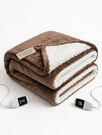 Kraft World ELEB-160 Brown Double Washable Electric Blanket Brown 140W 180x160cm