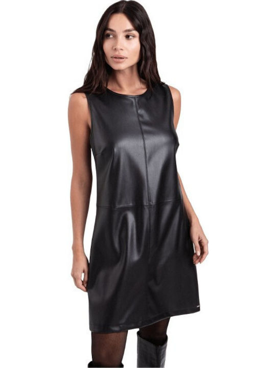 Rochie Mini Din Piele Neagră