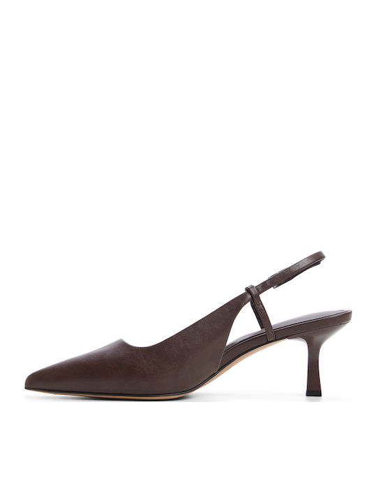 Adan Pointed Toe Heels with Strap Brown