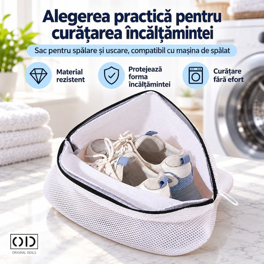 Sac de Spălare și Uscare pentru Pantofi cu Fermoar 42 X 24 X 24 Cm Alb din Poliester Original Deals