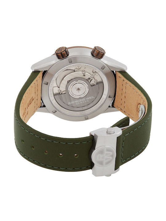 Freelancer Men's Watch 41mm Automatic with Green Leather Strap