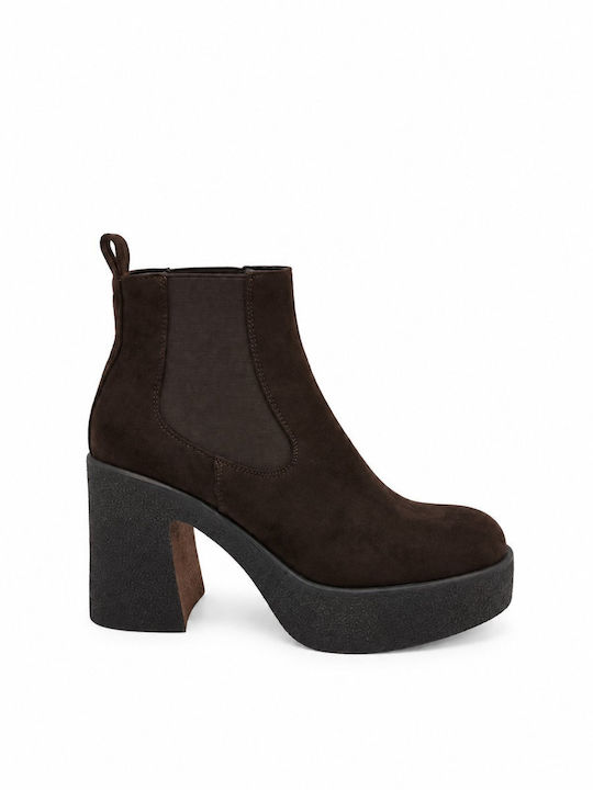 Suede Women's Chelsea Ankle Boots Dark Brown