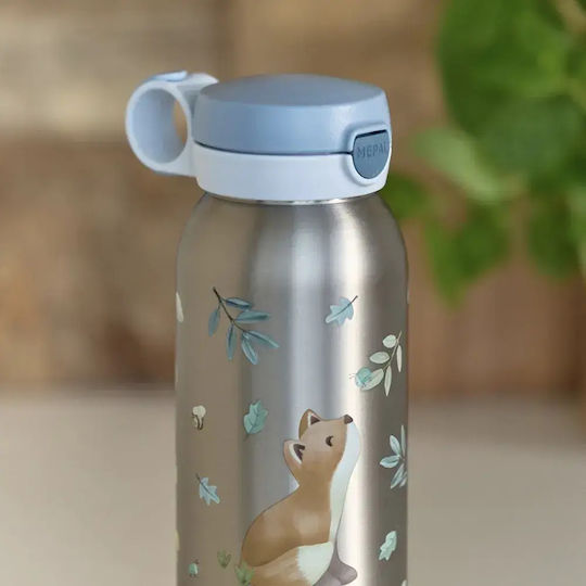 Flip-up Stainless Steel Kids Non-Spill Water Bottle Blue 600ml