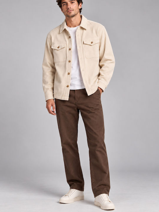 Long Sleeve Corduroy Overshirt Beige