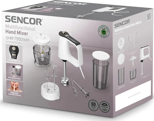 Blender de Mână cu Tijă din Inox 800W Alb