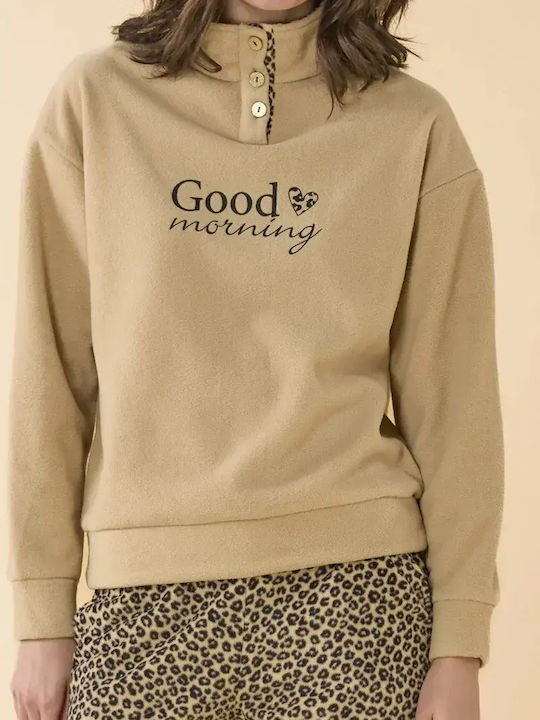 Noidinotte Winter Women's Beige Pajama Set