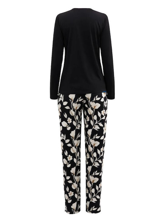 GoldenBay Winterliches Damen-Pyjama-Set Schwarz GoldenBay Winterliches Damen-Pyjama-Set Schwarz