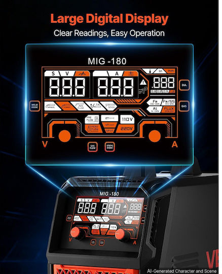 Vevor 5-in-1 MIG-180A Inverter Welding Machine FCAW / MIG / MMA / TIG with Maximum Welding Current of 180A