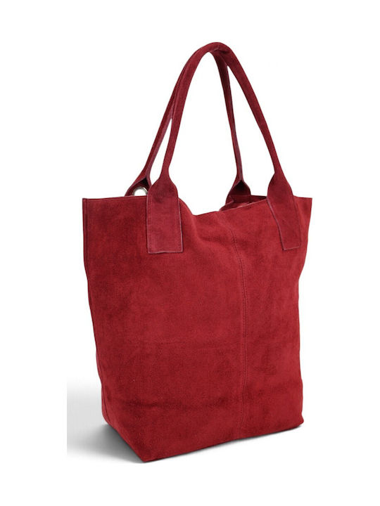Leather Women's Shopper Bag Suede Dark Red